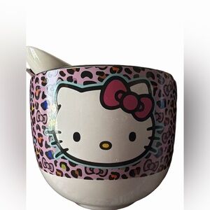 Hello Kitty Leopard Print Ramen Bowl Set With Spoon & Chopsticks